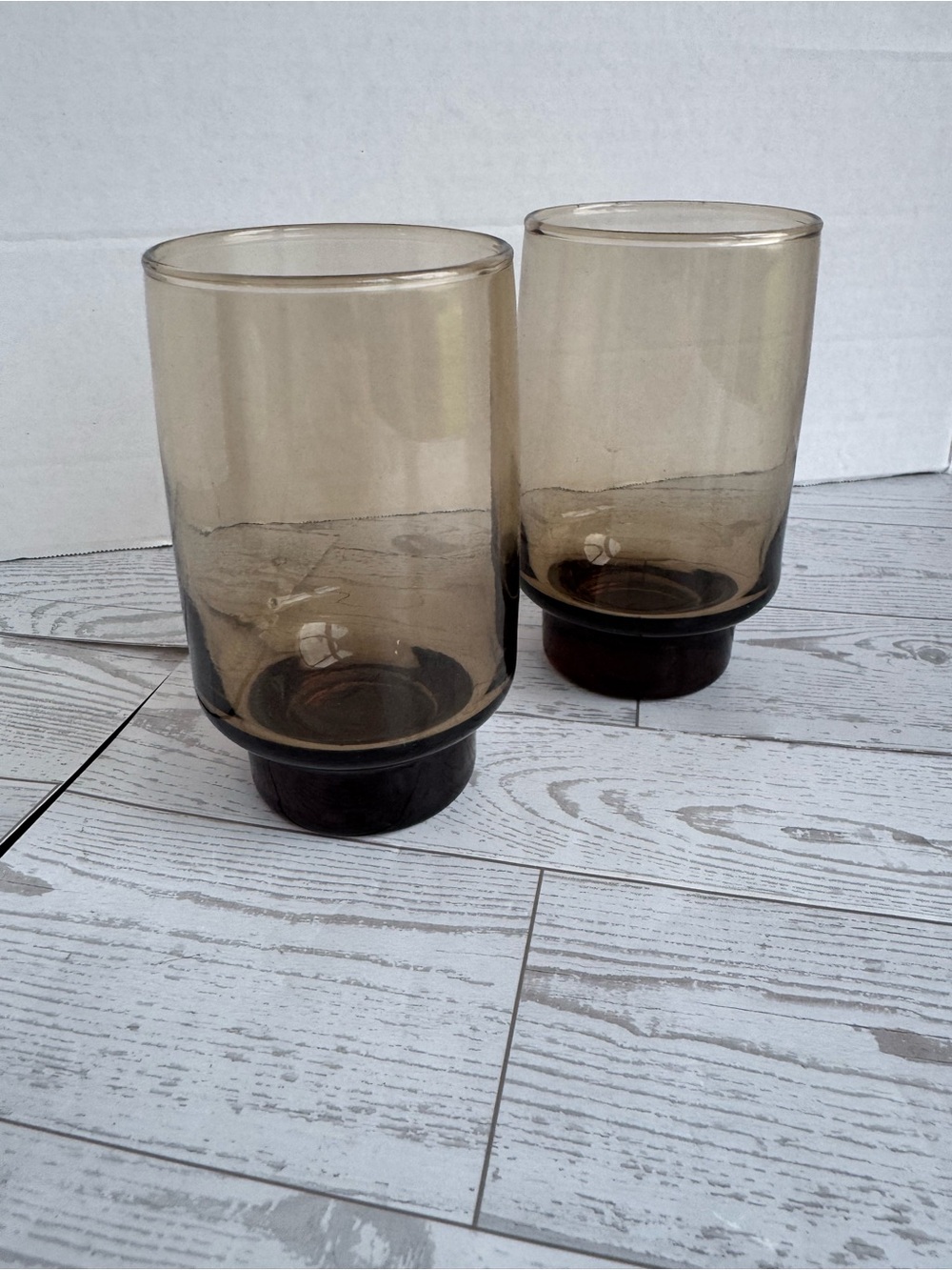 Smoky Glass Tumbler Pair - Neutral Brown Accent